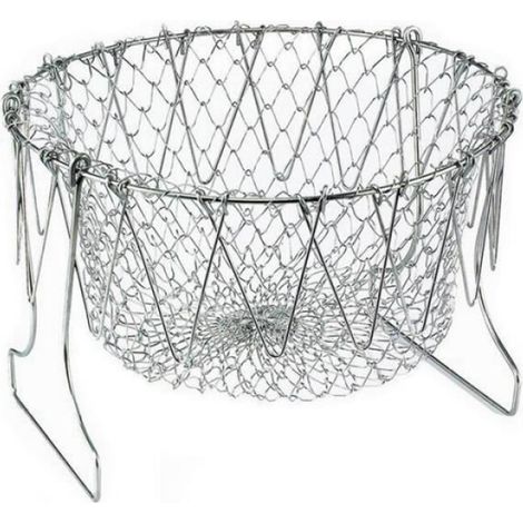 Panier À Salade - Pliable En Acier Inoxydable - Pour Égoutter Légumes Et Pâtes - Diamètre 23.5 Cm - Hauteur De Rangement 9.5 Cm - 1 Pièce (1/4)