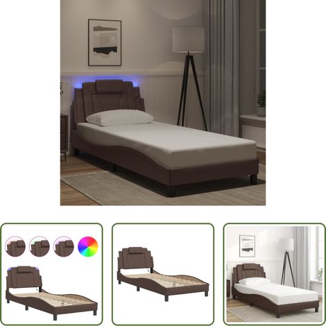 LED-Leuchten - Bettgestell "Viana" mit LED ohne Matratze Braun 80x200 cm (1/5)