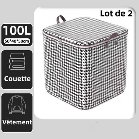 Boite De Rangement - Non Tissé - 50x40x50 cm - 100 L - Pliable Respirant - Pour Vêtements Jeans Couette - Lot De 2 (1/3)
