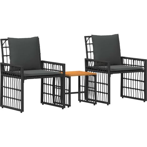 vidaXL  Outdoor Furniture Set  3 pcs Black and Dark Grey