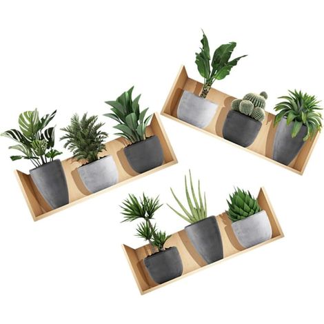 Sticker Mural Plantes en Pot Pvc, 3 Feuilles, Motif Réaliste Décoration Murale Maison et Verre, Pose Facile, Style Conçu et Amusant (1/5)