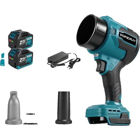 Ventilador turbo eléctrico, motor sin escobillas, funcionamiento inalámbrico, batería de 2 x 4,5 Ah. (1/2)