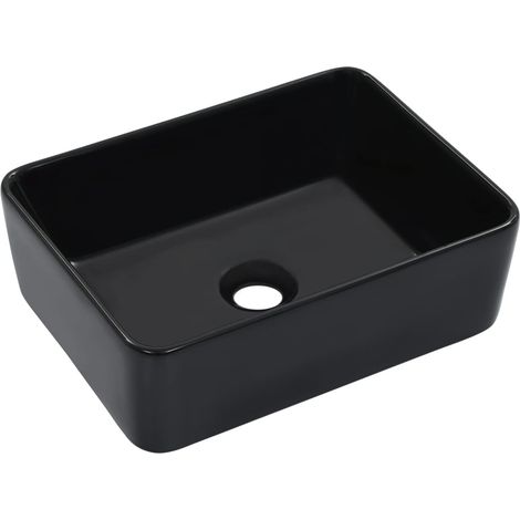 Lavabo da appoggio per l'interno del bagno cabina doccia cabina WC 40 x 30 cm ceramica nera 020002629