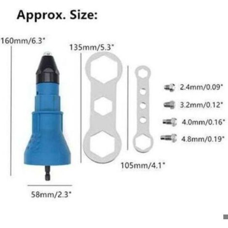 Adaptateur rivetage perceuse sans fil kit riveteuse bleu (1/3)