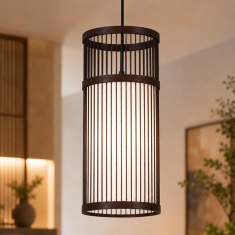 Suspension en bambou faite main, style zen, lampe suspendue pour chambre, lustre E27, plafonnier pour salon, chambre et salle à manger (1/5)