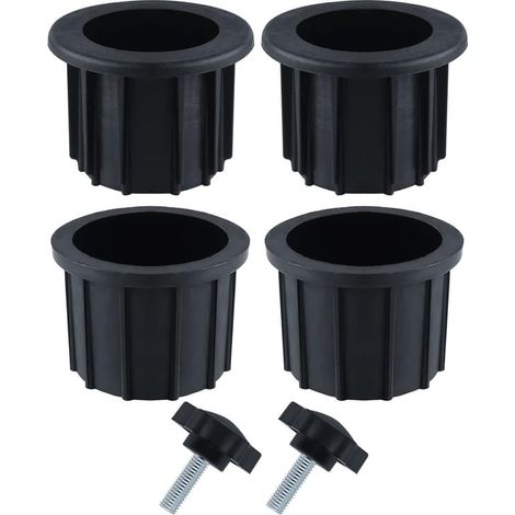 LYERCW - Ensemble (6 pièces) de pièces de rechange pour pied de parasol, comprenant 4 anneaux de fixation et 2 vis de serrage. (1/5)