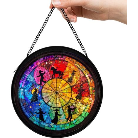 30 cmAttrape-soleil vitrail oiseau et fleurs, décoration fenêtre lumineuse, cadeau anniversaire femme (1/5)
