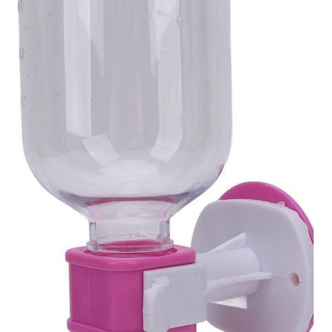 Distributeur d'eau suspendu pour cage - - Acier inoxydable - 300ml - Système anti-fuite à bille - Rouge rosé ABREUVOIR (1/5)
