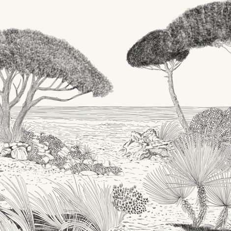 papier peint panoramique paysage italien noir et blanc - Komar (1/4)