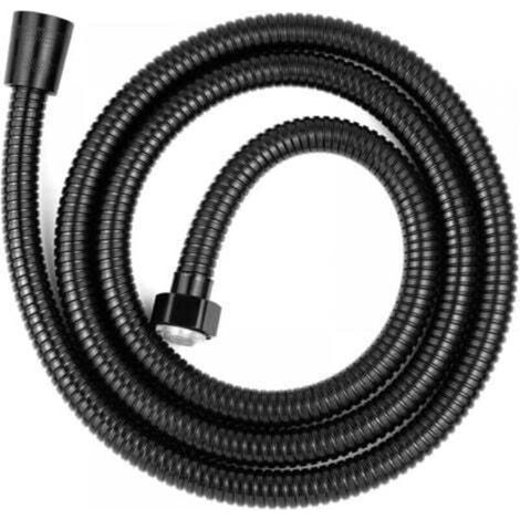 [JAMAIS UTILISÉ] Flexible de douche universel en acier inoxydable de 1,5 m - Anti-torsion et anti-corrosion, filetage G1/2 - Noir (1/4)