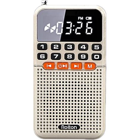 Mini radio de poche portable, récepteur radio à double antenne, enceinte Bluetooth, avec écran LED et lampe torche, lecteur de carte TF (1/5)