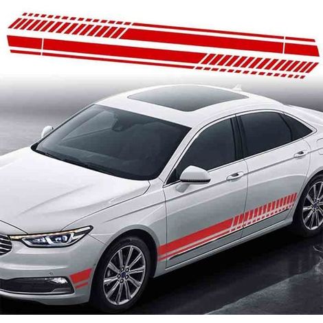 Autocollant en Vinyle - FOLAYA - 1 Paire - 210cm - Rouge - Décoration pour Voiture (1/4)