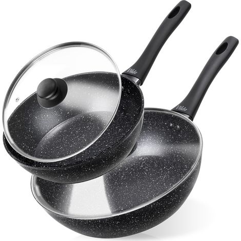 Set di padelle in granito con coperchi in vetro granitica 24 / 28 cm 2 pz. (1/5)