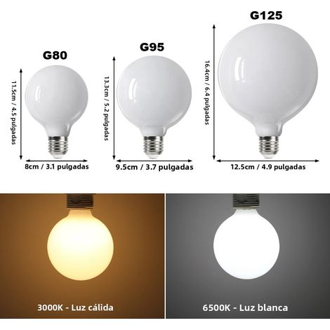 Ampoule LED E27 (blanc chaud G125) grande taille, ampoule à économie d'énergie (1/5)