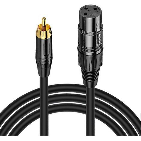 Câble XLR femelle vers RCA mâle, câble à connecteur plaqué or, adaptateur de câble audio coaxial blindé XLR pour microphone, 5 mètres. (1/5)