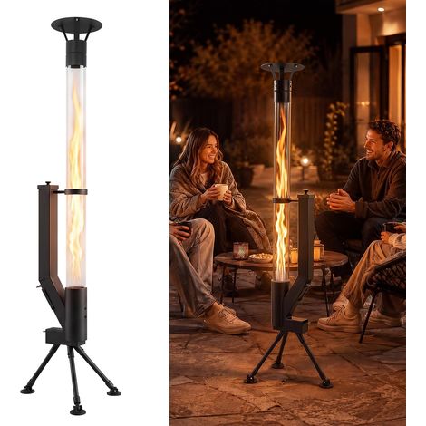 ZMH Pellet Terrassenheizer Outdoor 167 cm mit Feuerrohr und Glasrohr, Pelletofen für Terrasse (1/5)