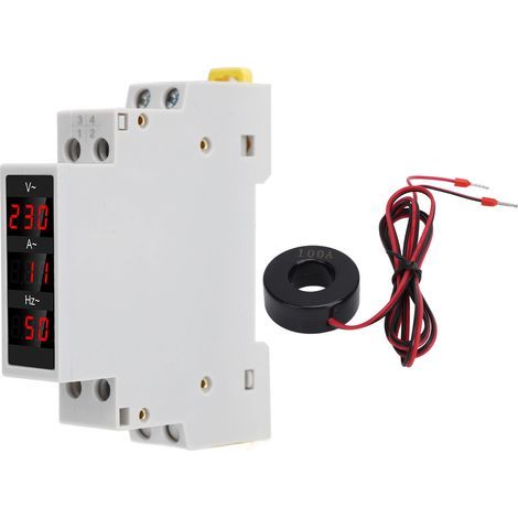 Compteur d'énergie à affichage numérique monté sur Rail Din, volts ampères Hertz, testeur multifonction AC80-500V 1-100A 0-99Hz (1/5)
