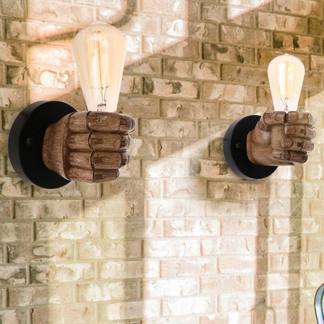 Lot de 2 Applique murale Main Poing Droite retro style de decoration de Loft industriel antique creative lampe pour restaurant bar café résine chambre décoration BLOW (1/5)