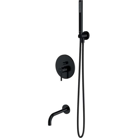 OMNIRES Y - Grifo empotrado de bañera, 3 orificios, con cuerpo, con accesorios, negro SYSYW01BL