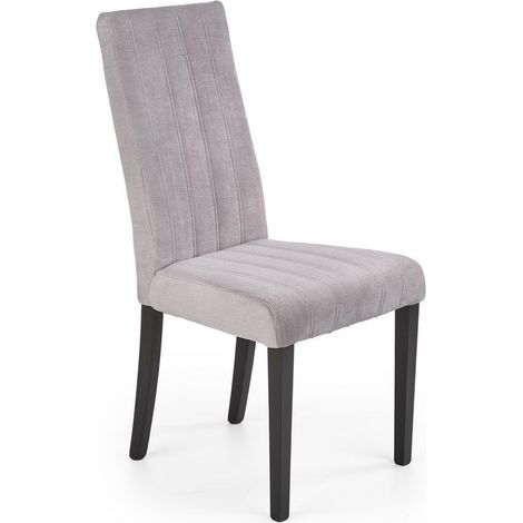 Chaise de salle à manger en velours gris avec pieds en bois de hêtre massif peints en noir BEECH (1/5)