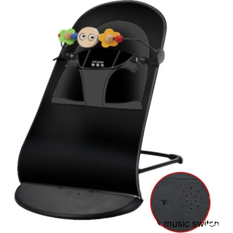 Chaise Berçante pour Bébé, Tissu Confortable, Capacité de Charge de 20Kg, TT005-ToutNoir (1/2)