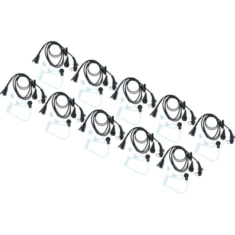 vhbw 10x Headset earpiece compatible with Hyt / Hytera TD510, TD520, PD560, TC620, PD500 Radio Walkie Talkie + PTT Microphone, acoustic tube