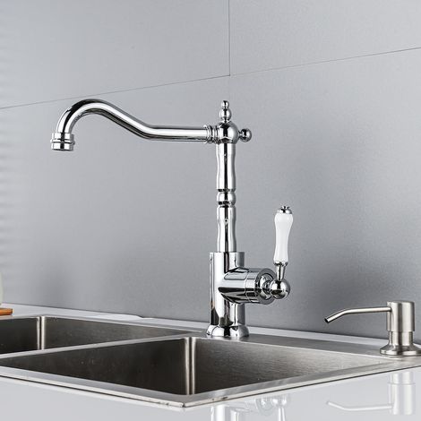 Robinet de Cuisine Mitigeur Monocommande Rotatif 360° en Laiton Chromé – Valve Céramique Anti-Fuite Aérateur ABS pour Débit Doux (1/5)