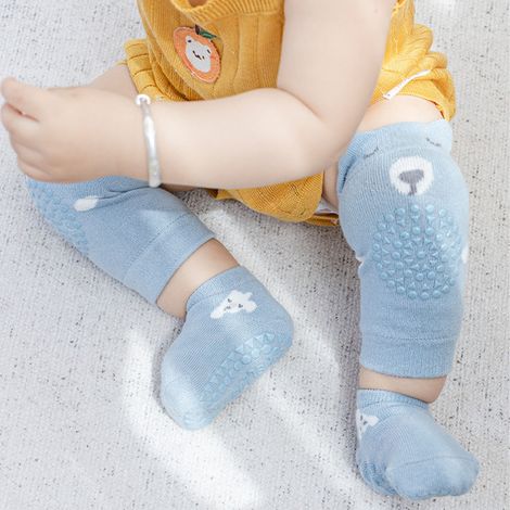 Baby-Knieschoner mit weichen Socken – rutschfest, Größe L (2–4 Jahre), blau (1/5)