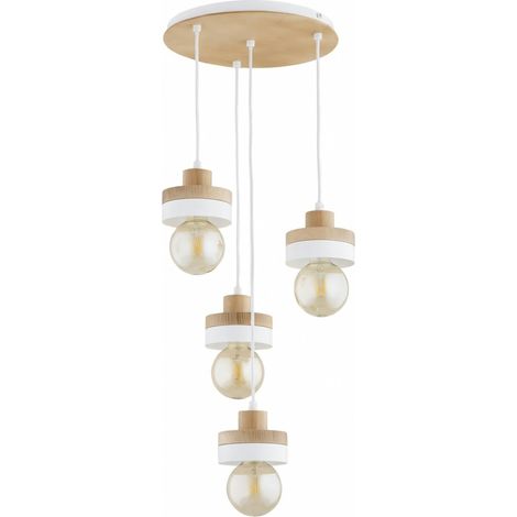 Suspension scandinave blanche bois 4xE27 Larso Alfa (1/2)