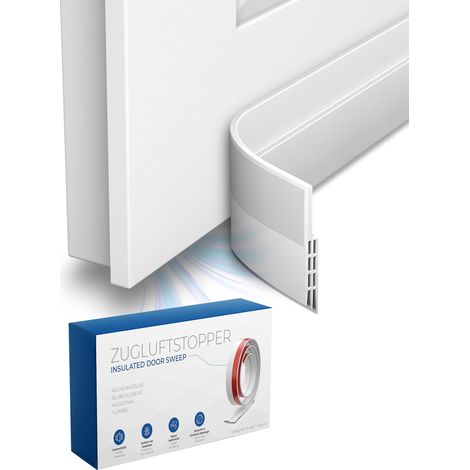 MIDORI Zugluftstopper für Türen 5 x 100cmTürdichtung Türbodendichtung unten Weiß Schallschutz Wärmeschutz Kälteschutz selbstklebend zuschneidbar (1/5)