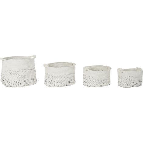 DKD Home Decor Jeu de Cestas Blanc Noir Boho 36x36x33 cm (1/4)