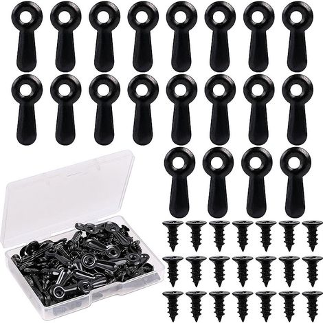Kit di fissaggio con ganci, 100 clip per cornici, clip di fissaggio per cornici e 100 viti, per appendere quadri, foto e dipinti - Nero (1/5)
