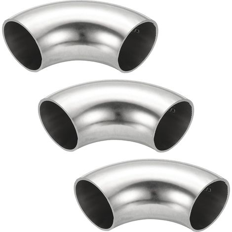 3pcs Coude En Acier Tuyau Coudé en Acier Inoxydable à 90° 30mm OD Échappement Coude Raccord Tuyauterie Échappement Pour Exhaust Pipe Stair Handrail HVAC (1/5)