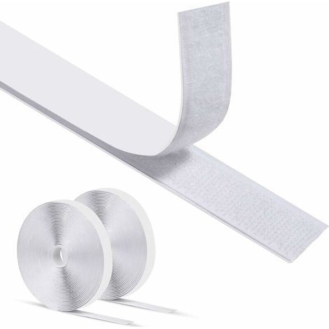 Scratch Autocollant Double Face 25M x 20mm, Bande Scratch Adhésif, Bande Agrippantes Adhésives Hook & Loop,Scratch Autocollant Rubans (1/5)