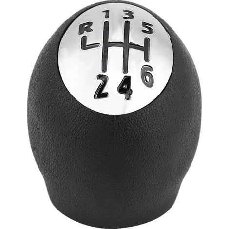 Pommeau De Levier De Vitesse - 6 Vitesses - Compatible Renault Scenic Laguna Espace Master Trafic Opel Movano Vivaro Interstar - Hauteur 6 cm - PVC Noir Argent - 1 Pièce (1/5)