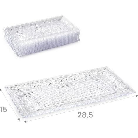 1 Pezzo Piatto in Plastica Crystal Rettangolare Trasparente 28,5 x 15 cm (1/2)