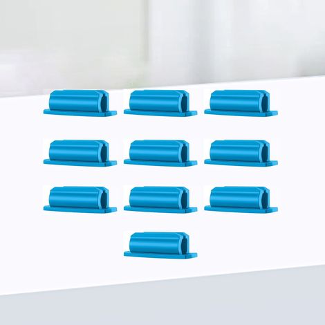 Lot de 10 petits porte-stylos portables et autocollants pour bureaux, bleus. (1/5)