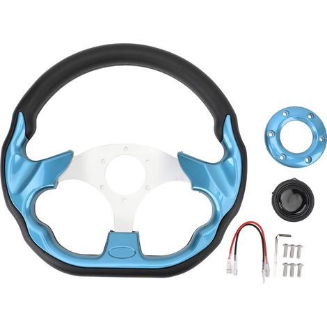 Volante per auto in PU da 13 pollici, aspetto elegante, resistente agli urti, presa migliorata, facile installazione, blu racing (1/5)