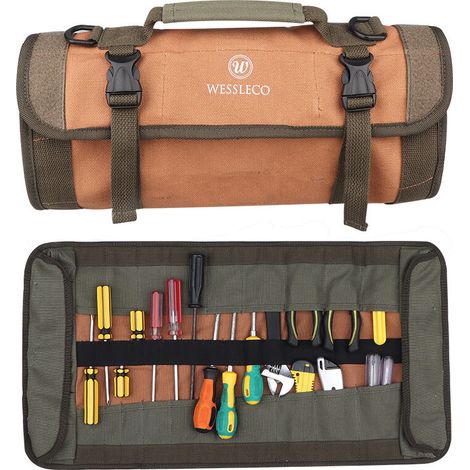 Borsa portautensili in tela con bobina portatile, per attrezzi di riparazione, per riporre gli attrezzi, kit di attrezzi per ferramenta, borsa portautensili nera