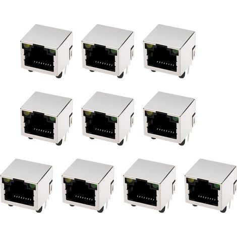 Lot de 10 Connecteur RJ45 8 Broches 12 V Montage PCB 90° Avec LED Pour Appareil Électroménager Et Produit Numérique (1/5)