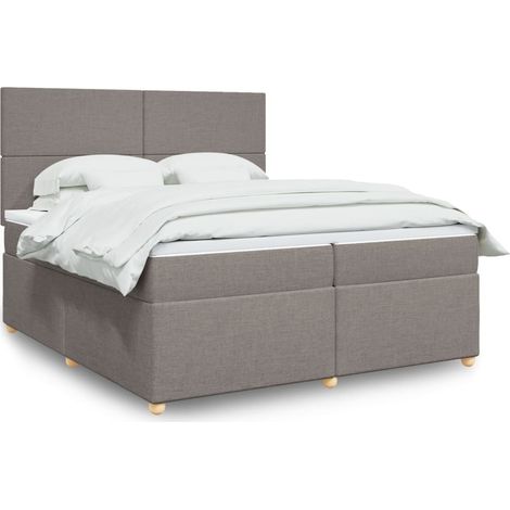 vidaXL Sommier à lattes de lit avec matelas Taupe 200x200 cm Tissu (1/5)
