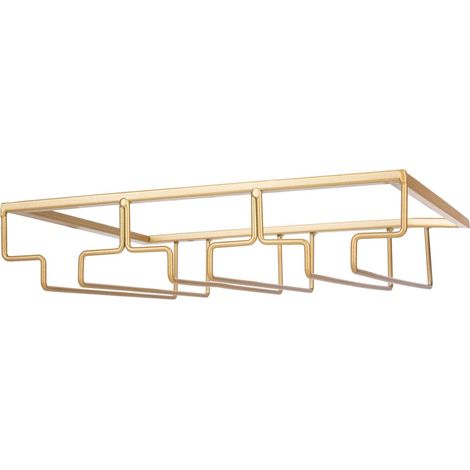 Soporte para copas de vino, estante colgante para copas debajo del armario, de metal con tornillos, estante de almacenamiento de vidrio de acero inoxidable con 3 filas. (1/5)