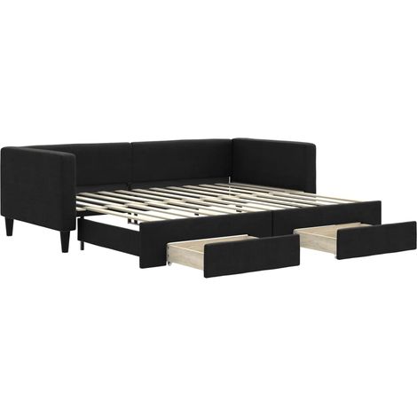Maison Exclusive - Tagesbett Ausziehbar mit Schubladen Schwarz 90