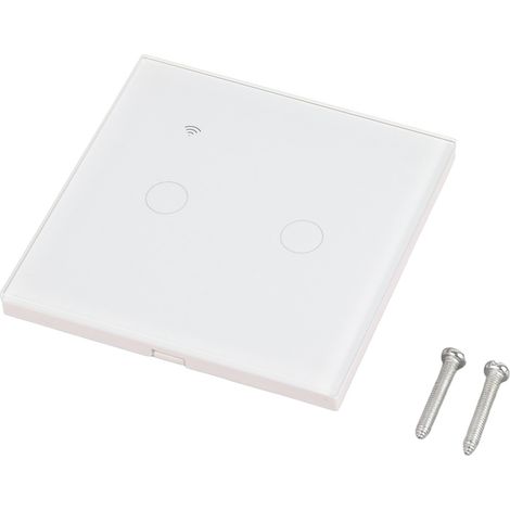 Interrupteur intelligent WiFi 2 gang blanc, contrôle vocal à distance multi-utilisateurs, commutation unique, AC110-240V (1/5)