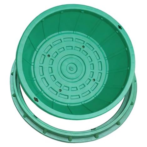 Plaques D'égout Rondes, 60 cm Couvercle de Regard avec Cadre Couvercle de Fosse Septique Invisible en Plastique Vert Couvercles de Regard Encastré Invisible pour Pelouse Cour Jardin (1/5)