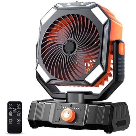 Rxvca Fan, Rxvca-Ultra-Ventilator, Camping Ventilator mit LED-Licht, Tragbar Klimagerät-Ventilator, klein Nebel-Ventilator, Wiederaufladbarer Tischventilator USB Ventilator mit Fernbedienung (Orange) (1/5)