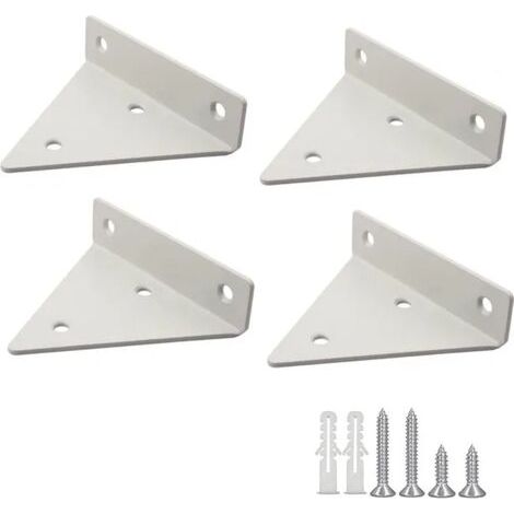 royaluxe-Lot de 4 supports d'étagère triangulaires, support mural pour jardin, cuisine, salon, charge 20kg avec vis, blanc (1/5)