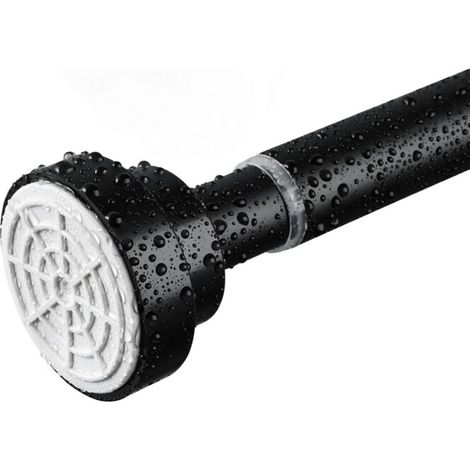 Tringle à rideau de douche rétractable, sans perçage, convient pour salle de bain, fenêtre, armoire penderie 85-140 cm, noir (1/5)