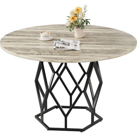 Table ronde 119,38cm pied métal marron 4-6 personnes (1/5)