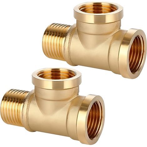 Raccord en T en laiton de 1/2 pouce DN15 - 2 pièces Raccord fileté IGxIGxAG Raccord d'eau à 90°, convient pour l'eau potable (1/5)